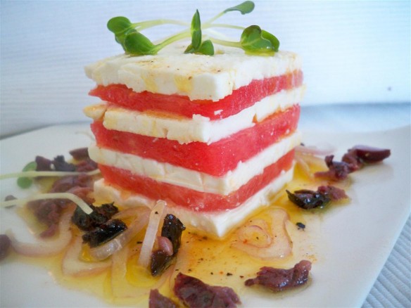 Feta Cheese and Watermelon Tower