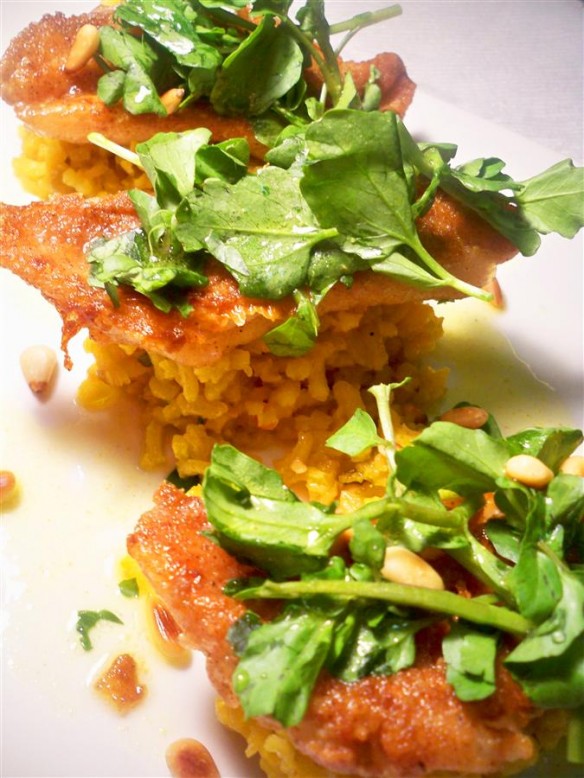 Pan Fried Red Mullet with Saffron Rice Pilaf