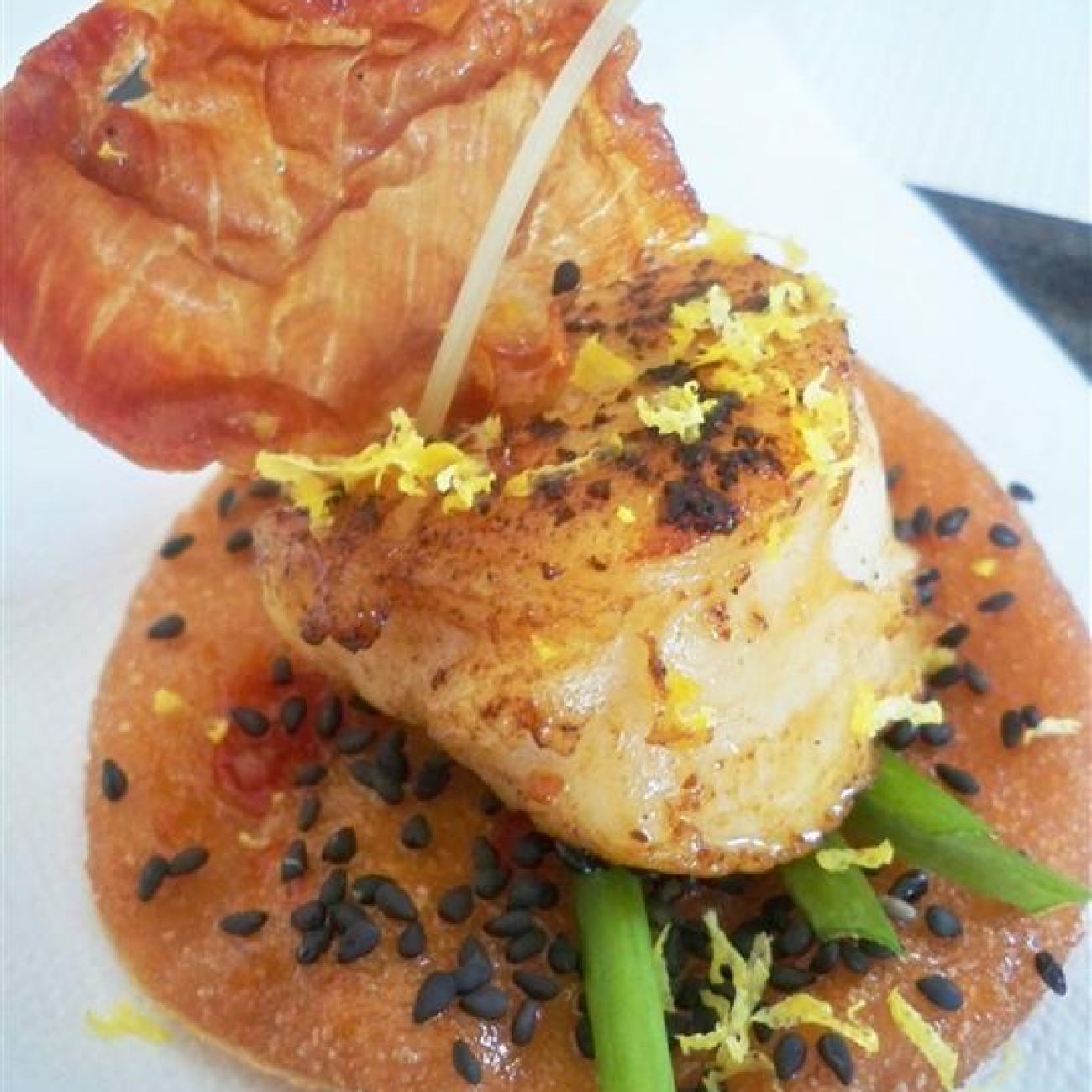 Scallop with Sweet Wonton and Parma Ham