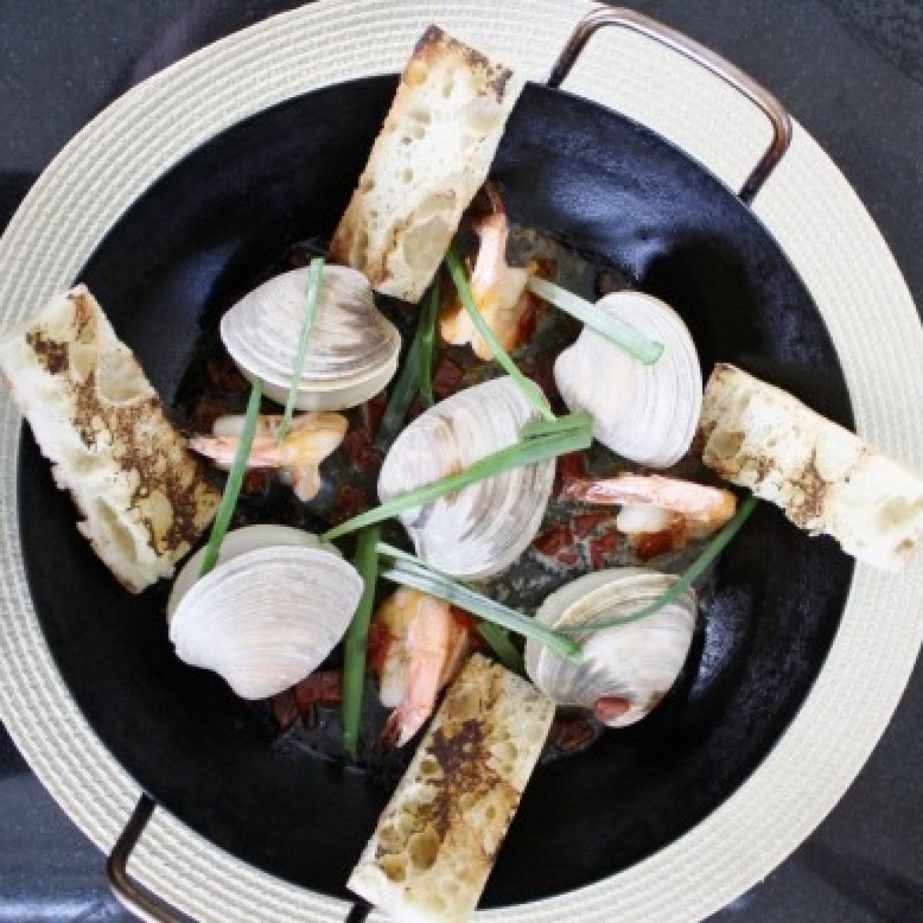 Cherrystone Clams Shrimp and Chorizo
