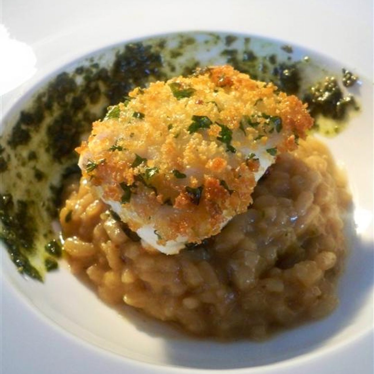 Halibut with Lemon Basil Rissoto