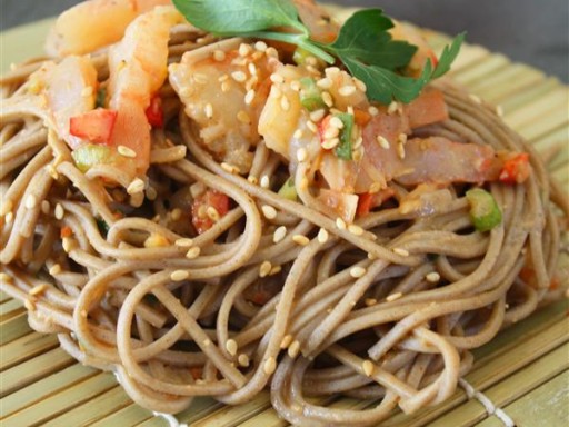 Buckwheat Soba Noodles with Spicy Peanut Dressing