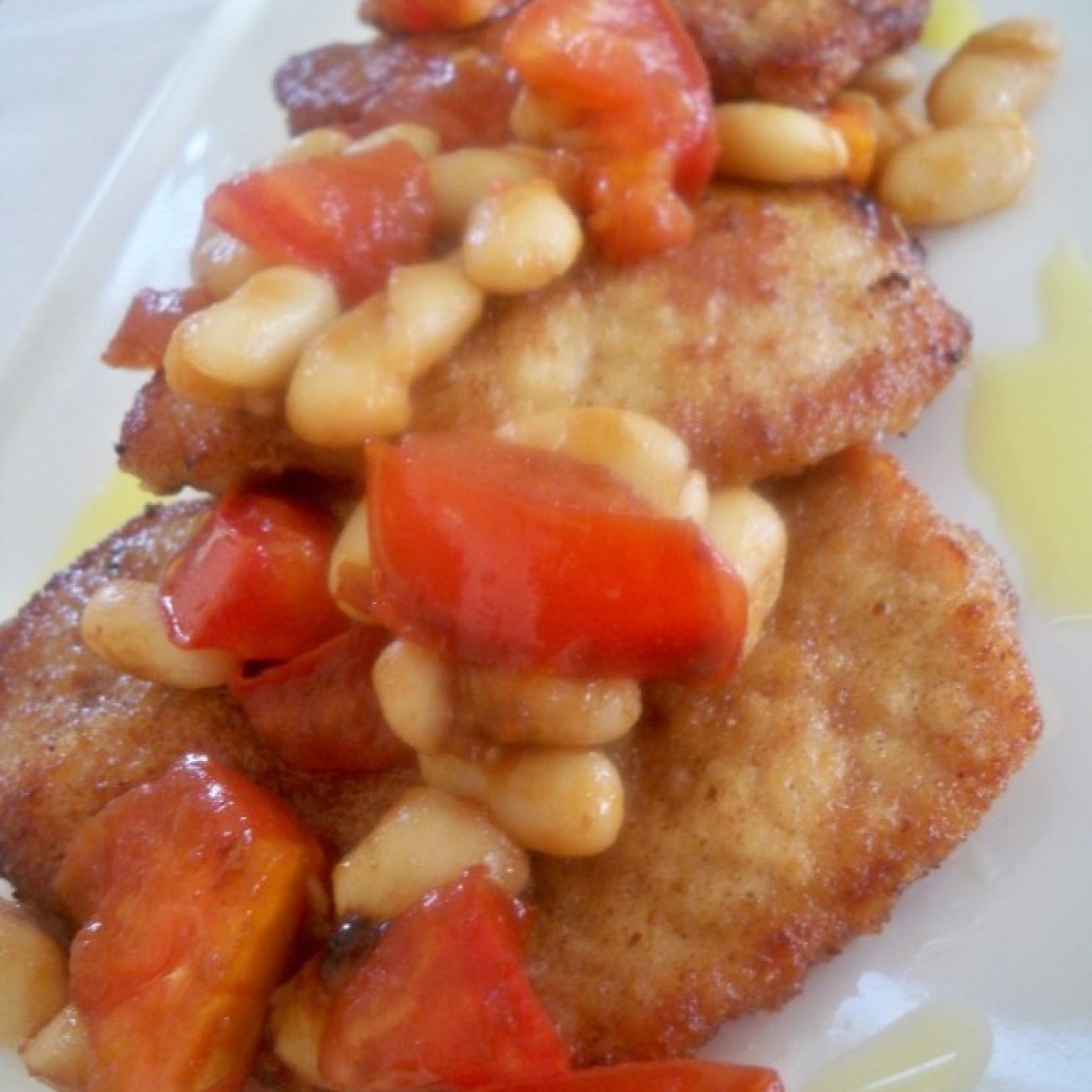 Pork Loin with White Beans Tomato and Garlic