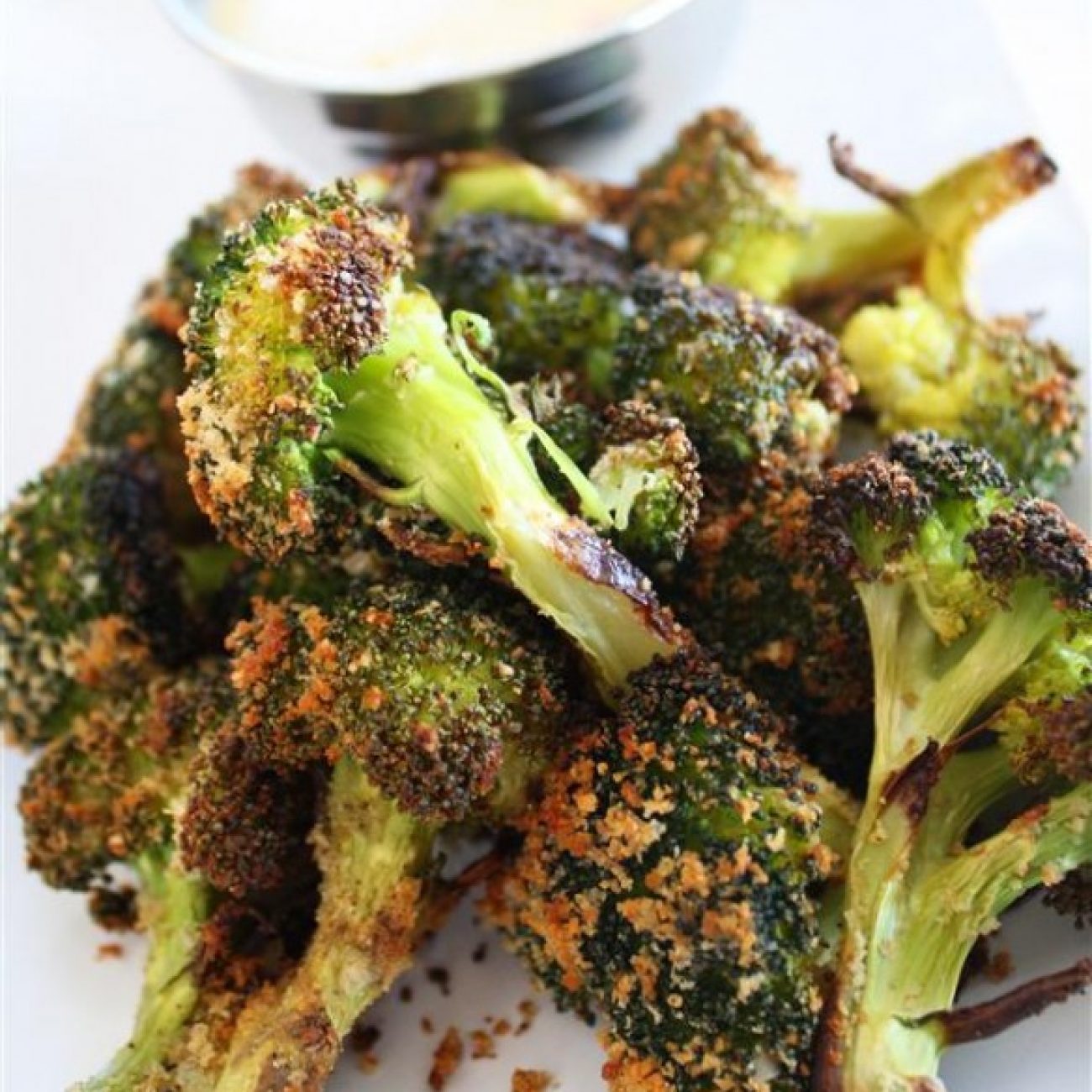 Roasted Broccoli with beer cheese sauce