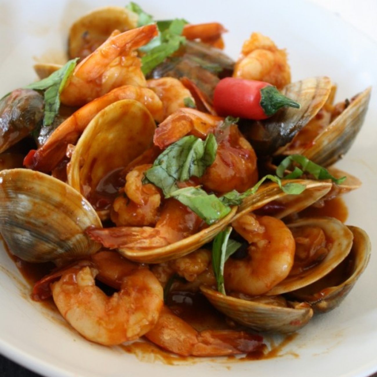 Spicy Clams and Shrimp