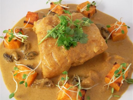 Cod in coconut curry with sweet potato (Custom)