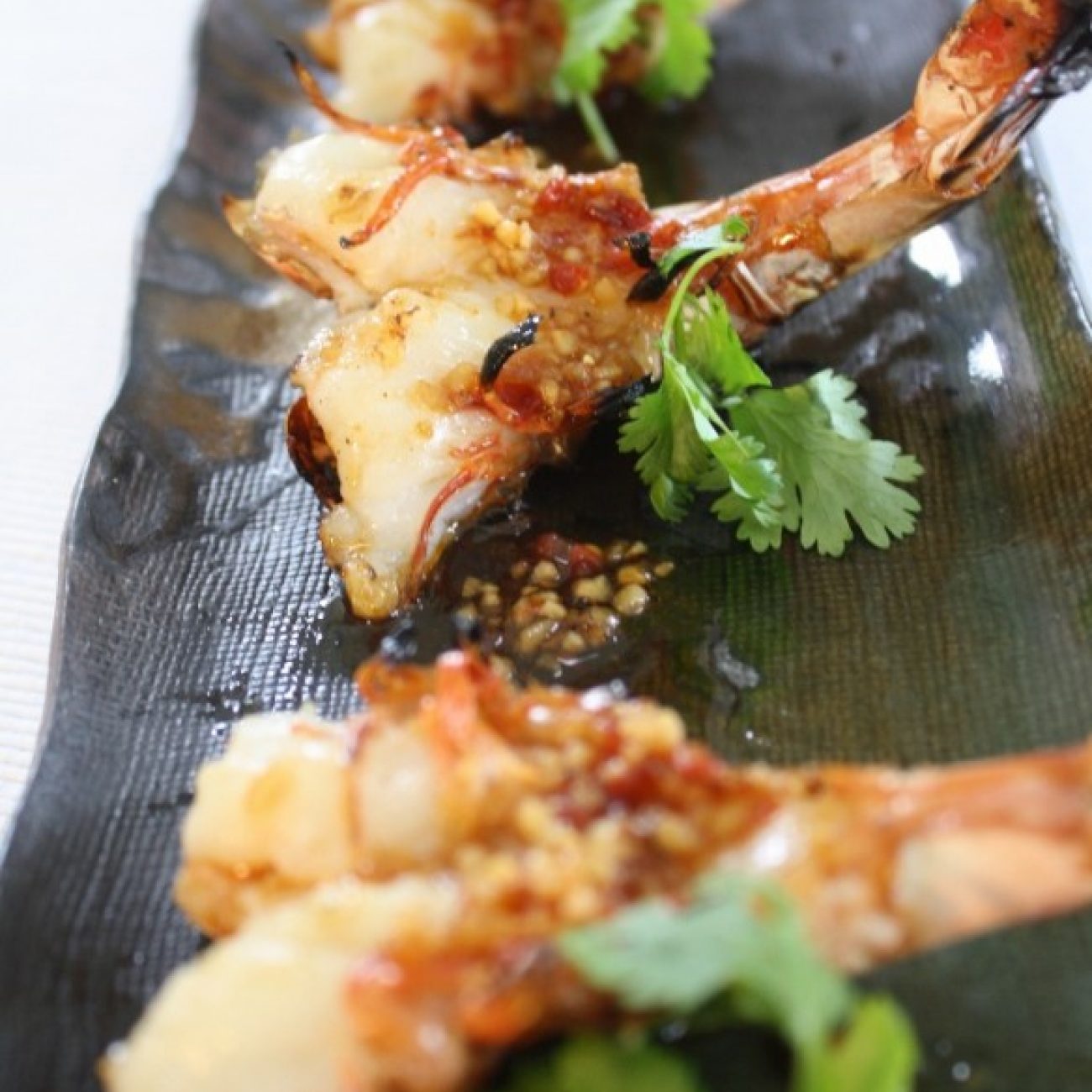 Char Grilled Shrimp with Spicy Lemon Chili Sauce