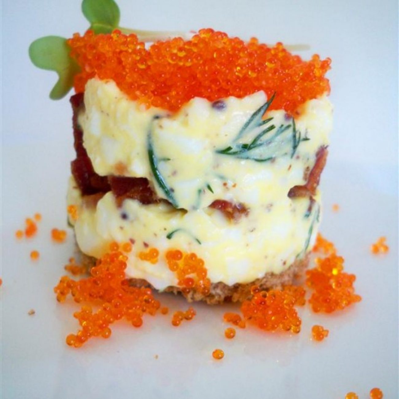 Egg, Dill and bacon mini bite