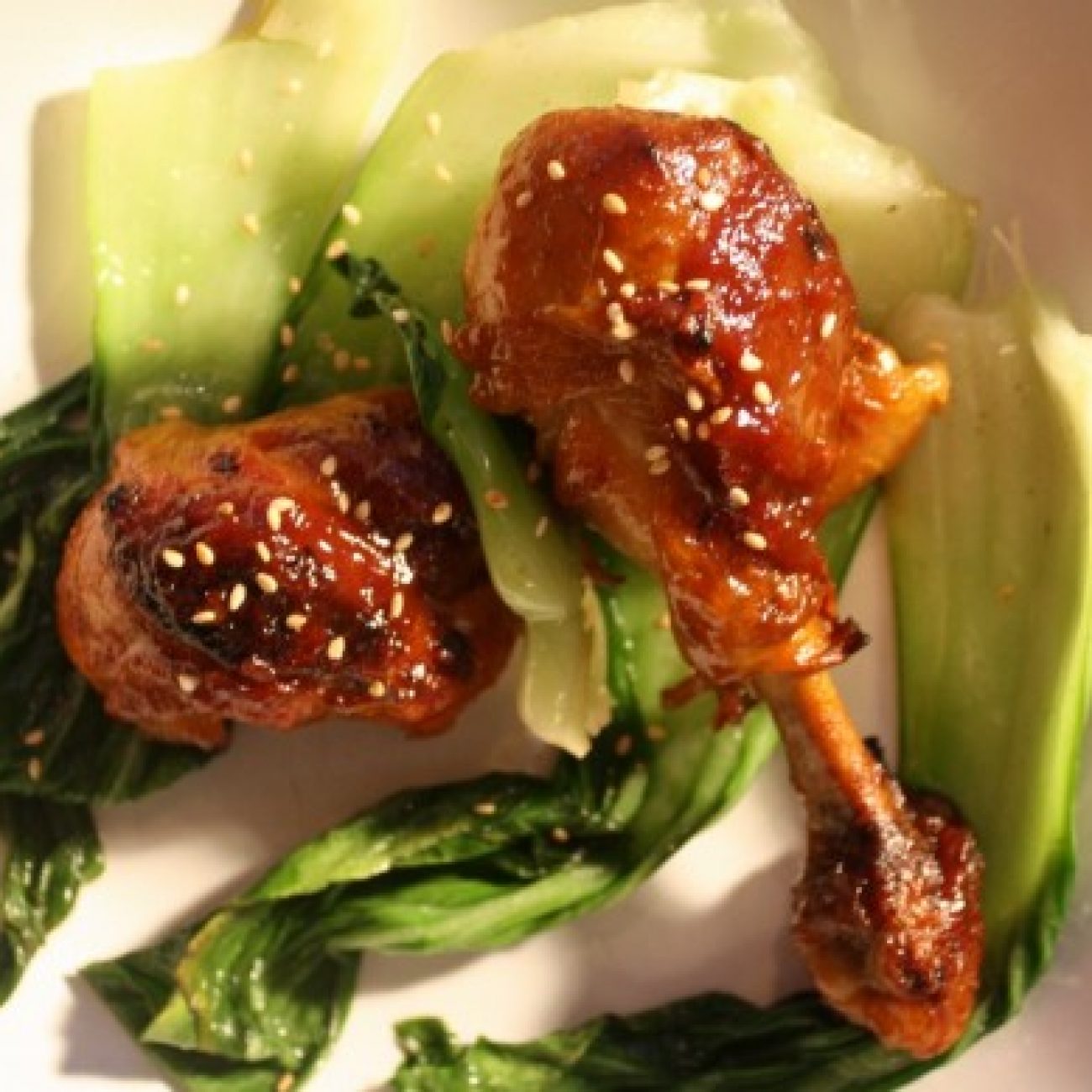 Roasted Chicken Leg with Baby Bok Choy