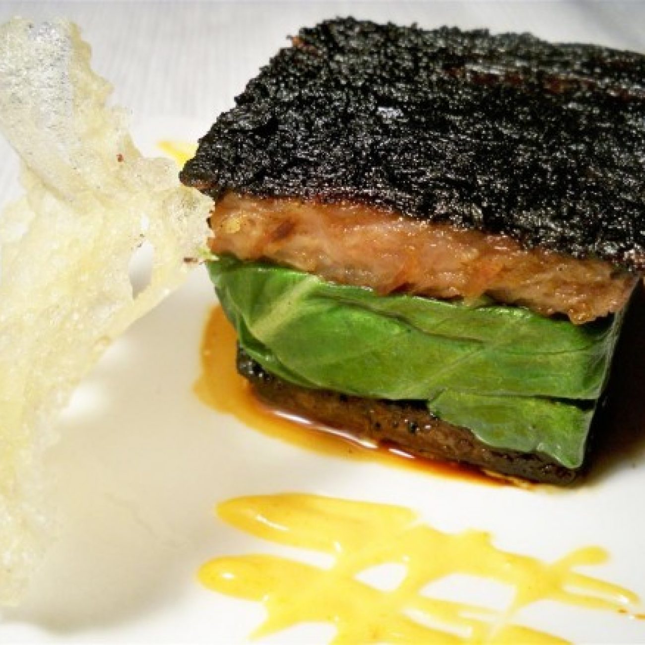 Pork Jowl with Sauteed Bok Choy