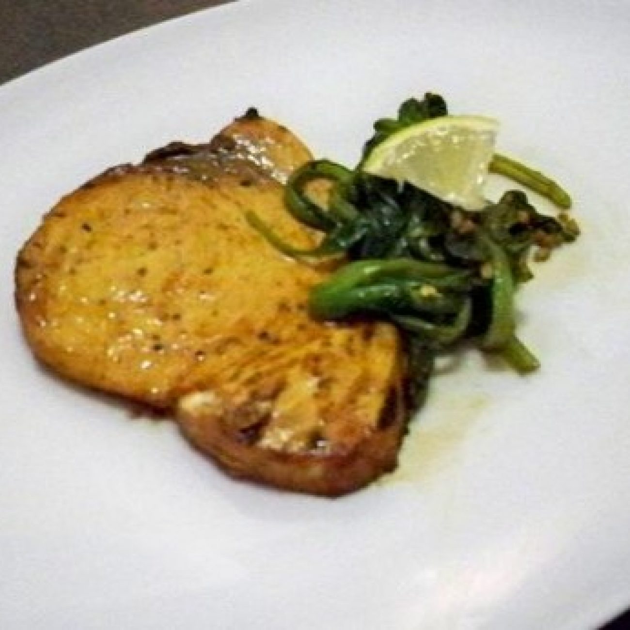 Marinated Grilled Sword Fish with Broccoli Rabe
